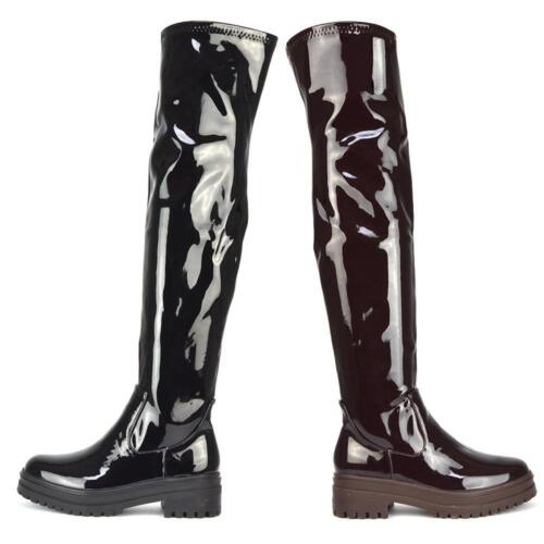 Womens Thigh High Boots Ladies Stretch Upper Over The Knee Size 3-8  | eBay