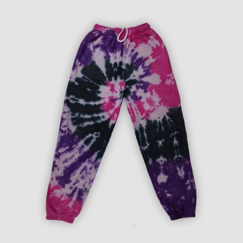 Purple Pink Black Oversized TIE DYE JOGGERS Premium Cotton New Unisex Festival  | eBay