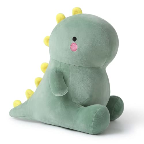 shownicer Plüschtier Dinosaurier Kuscheltier Stofftier Kawaii Dino Plüsch, Plüschsaurier Plüschkissen Spielzeug, Wurfkissen, Kissen Puppe, Schmusetier Geschenk Gefüllt für Kinder Mädchen Jungen - grün - 25cm
