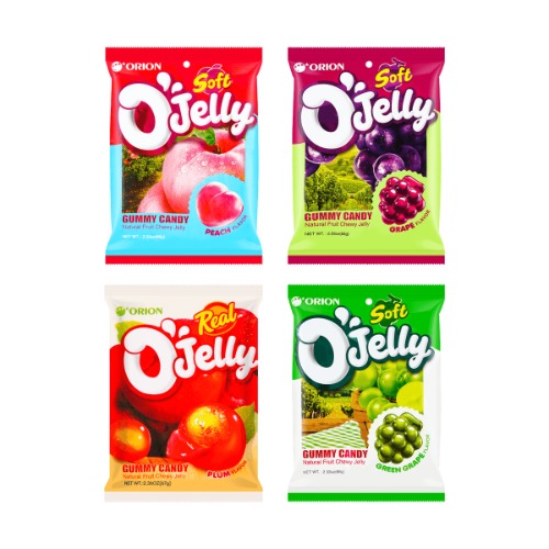 O'Jelly Peach  Jelly Gummy Candy, 2.33oz - 4 Flavors Value Pack