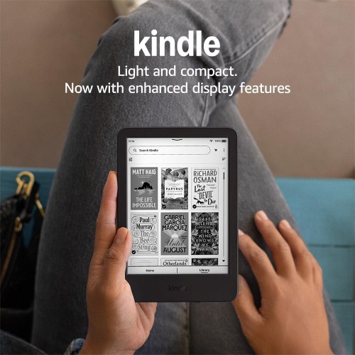 New Amazon Kindle (2024 release) - Lightest and most compact Kindle, with glare-free display, faster page turns, adjustable front light, and long battery life - Black - Black