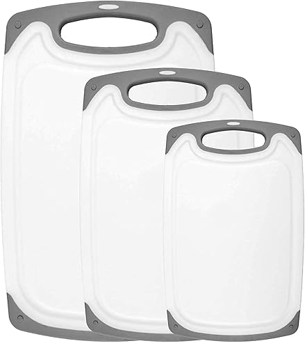 Cutting Boards for Kitchen - BPA-Free Chopping Board - Different Sizes & Non Slip Handles - Reversible, Large Cutting Board Set - Unique Gifts for Cooks Who Have Everything - 3-Pack Gray - Large - Gray