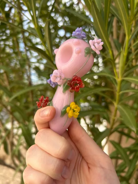 Flower Hand Pipe, Girly Handmade Pipe, Pink Pipe, Tobacco Pipe