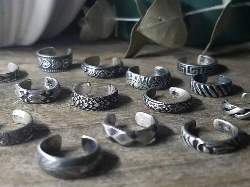 Rustic Silver Ear Cuffs | Unique Singles | Etched & Antiqued Sterling Silver Designer Thick Ear Wrap, Sold Individually // Made to Order