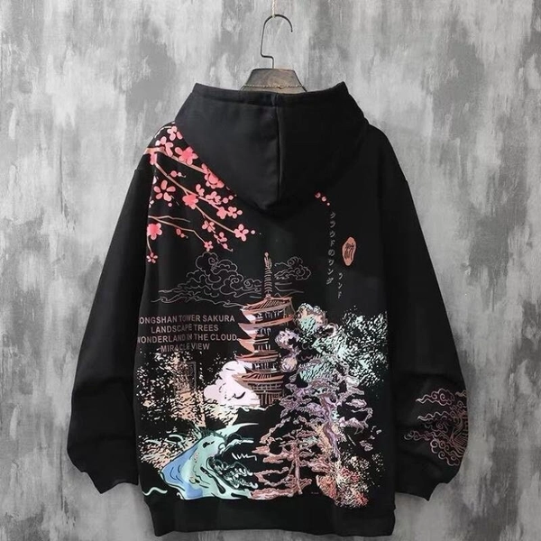Japanese Harajuku Style Hoodies, Streetwear Oversized Hoodie, Thick Winter Autumn Pullover