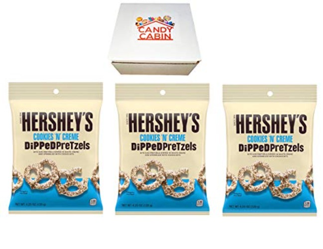 Hershey's Cookies 'N' Creme Dipped Pretzels, Box by CANDY CABIN (Cookies 'N' Creme, 3 Pack) - Cookies & Cream - 4.25 Ounce (Pack of 3)