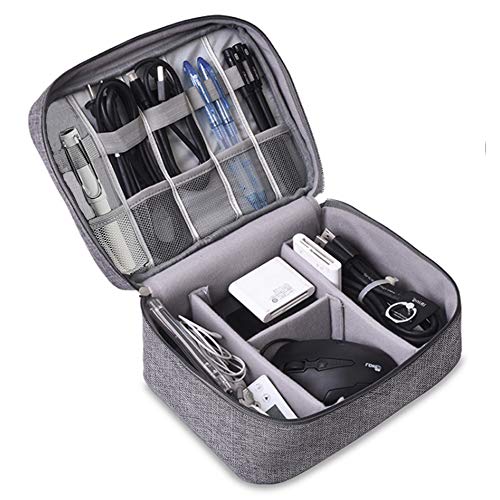 TOPSEFU Extra Large Cable Organiser Bag,Travel Electronics Accessories Bag Organiser for Cables, Flash disk, Charger, Power Bank, Memory Card, Headphone and iPad Mini