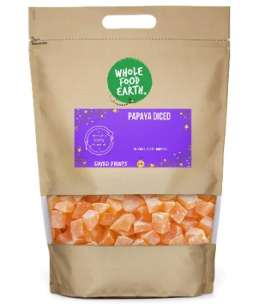 Wholefood Earth Papaya Diced - GMO Free - Vegan - Dairy Free, 1 kg