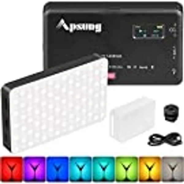 Apsung VL 140 RGB Video Light, 3100mAh Rechargeable Portable LED Light, 360° Full Color 20 Light Effects, CRI≥95 2500-9000K Dimmable Video Panel Light for Photography, Video, Vlog