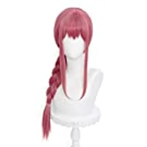 Uniquebe Red Anime Wigs for Women Hair Braids Fashion Chainsaw Man Cosplay Wig with1 Wig Cap (Makima)