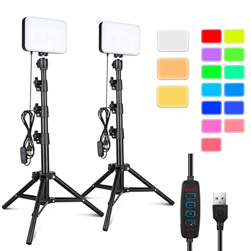 Torjim RGB Photography Video Lighting,Studio Lights with Adjustable Tripod Stand - 16 Color Lighting for Video Recording/YouTube/TikTok/Live Streaming/Make up/Vlogging - 16 Colors