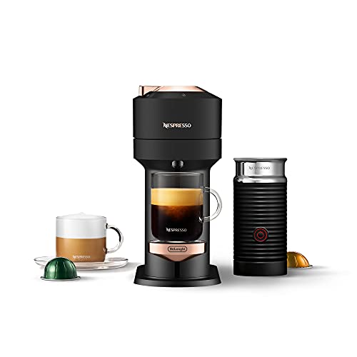 Nespresso Vertuo Next Coffee and Espresso Machine by De'Longhi with Milk Frother ,1100 ml, Deluxe Matte Black Rose Gold