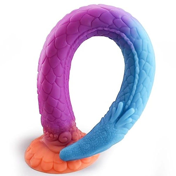 Super Long Tentacle Dildo Plug, 25.6 IN Luminous Monster Dildo with Strong Suction Cup, Soft Flexible Liquid Silicone Dragon Dildo Vaginal Prostate Massage Sex Toy for Men Gay Deepest Sex Pleasur