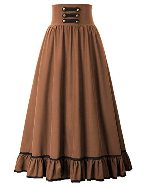 Scarlet Darkness Women Maxi Skirt Victorian Vintage High Waist Long Skirt