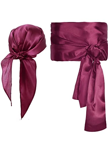 SATINIOR Pirate Costume Men Women Pirate Head Scarf Hat Accessories Pirate Sash Belt Bandana Waist Belt