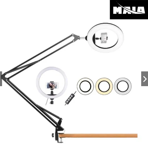 MAIA 26CM Ring Light 3200-5500K Long Arm Desktop Retractable Bracket