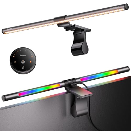 Quntis RGB Pro+ Monitor Light Bar with Remote, 15 Modes Gaming Backlight, 4 Colors & Brightness Dimmable Fronlight, 20" Ra95 Eye-Care Monitor Lamp, No Screen Glare, Upgraded Clip for All Monitor - Modern
