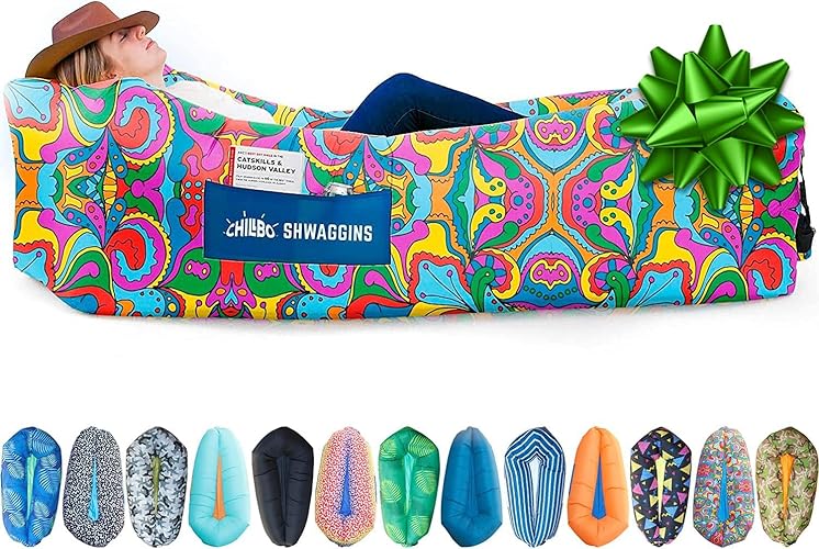 Chillbo Shwaggins Inflatable Couch – Cool Inflatable Lounger. Upgrade Your Camping Accessories. Easy Setup Inflatable Chair is Perfect for Beach Gear, Camping Fun and Festival Accessories. - 60s Psychedelic