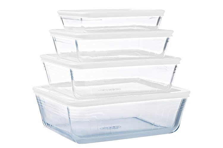 Pyrex Cook & Freeze - Set of 8 Boxes of Different Sizes and Shapes with Lid - Borosilicate glass - Ideal for freezing and Batchcooking - Made in France (8) - 8