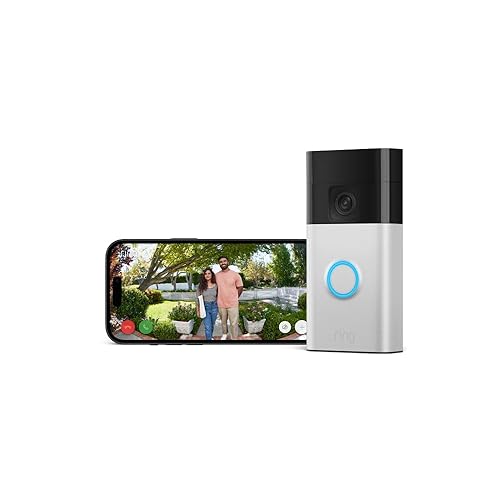 Ring Battery Video Doorbell (2024 release) | DIY Wireless Video Doorbell Camera I Head-To-Toe View, HD Video | Easy to install (5 min) | With Built-in Battery I 30-day free trial of Ring Home - Satin Nickel - Device only
