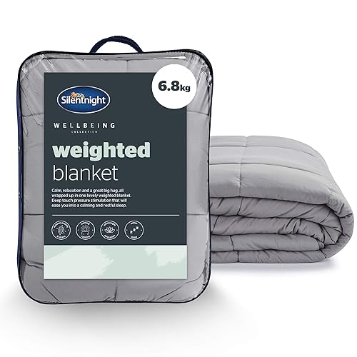 Silentnight Weighted Blanket - Anxiety Relief Therapy Insomnia Stress Relief Blanket for Adults - Sensory Heavy Quilted Wellbeing Blankets, 6.8kg (150cm x 200cm) (Adult), Grey - 6.8kg - Grey