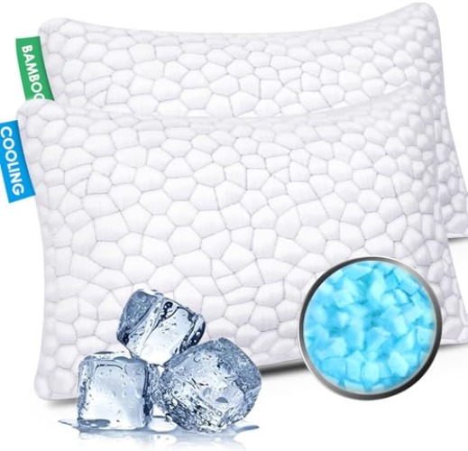 SUPA MODERN Cooling Bed Pillows for Sleeping 2 Pack Shredded Memory Foam Pillows Adjustable Cool Pillow for Side Back Stomach Sleepers Luxury Gel Pillows Queen Size Set of 2 Washable Removable Cover - Queen (2 Count) - Original White