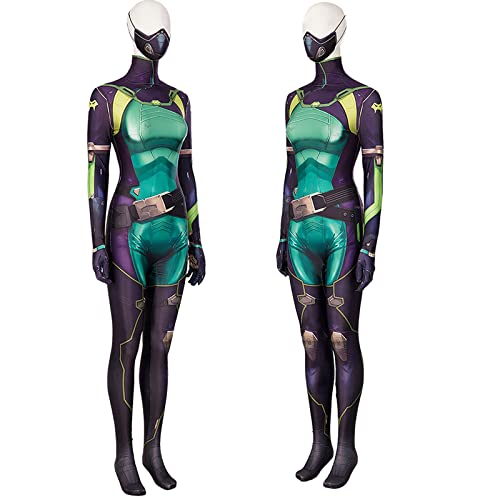 Whenlove Game Viper Cosplay Costume Jumpsuits Bodysuit Halloween Stage Role Play Outfits Uniform with Mask - XX-Large - Green