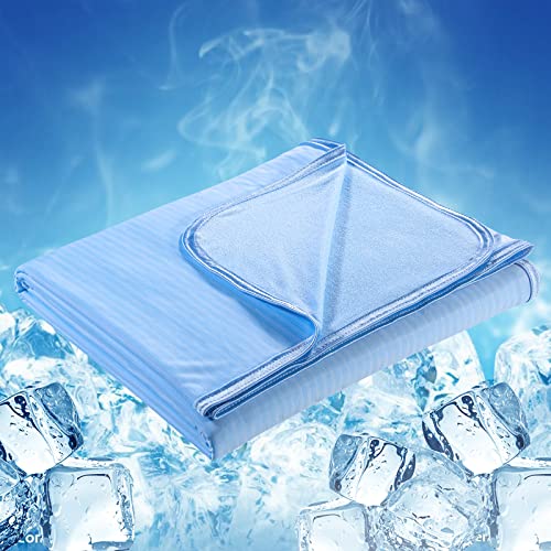 Luxear Cooling Blanket,Lightweight Breathable Summer Blanket for Hot Sleepers,Double Sided Cozy Cooling Throw Natural Bamboo Blankets for All Seasons,Machine Washable Q-MAX >0.34,(59”X79”,Twin,Blue) - blue - 59*79inch/150*200cm