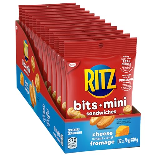 Ritz Bits Cheese Sandwich Crackers, School Snacks, 70g, 12 Count - 840 g (Pack of 1) - Crackers