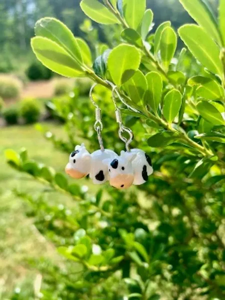 Hypoallergenic Hand-painted Cow Earrings With Sterling Silver | Etsy