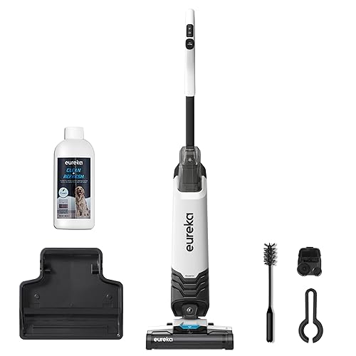 Eureka All in One Wet Dry Vacuum Cleaner and Mop for Multi-Surface Lightweight Self-Cleaning System, for Hard Floors and Area Rugs, 2-in-1, Corded - Black and White