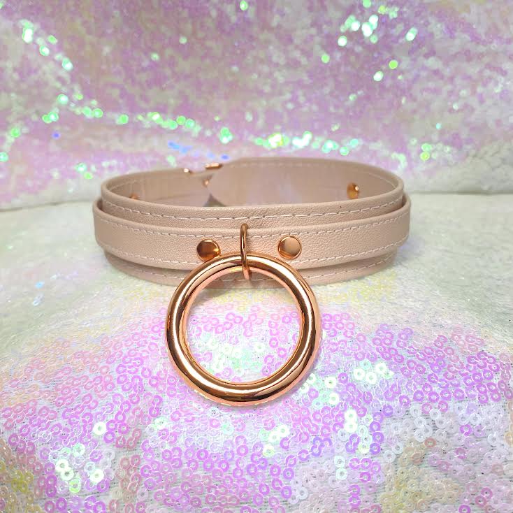 Blush Pink and Rose Gold Deluxe Leather Collar - Limited Edition | 15”-18”