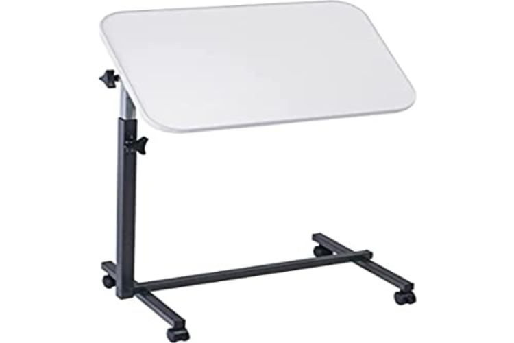 Queraltó Over Bed Table Tray with Wheels for Bed and Sofa Folding Grey, White, 1 Count