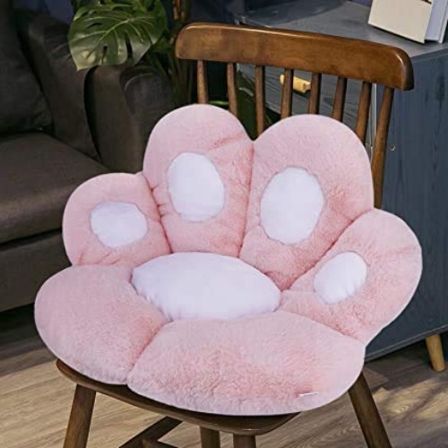 FakeFace Reversible Armchair Seat Cushion Cozy Paw Shaped Chair Cushion Plush Comfort Seat Pad Office Lazy Warm Seat Pillow Bed Tatami Floor Cushion Pain Relief Chair Cushions for Home Office Pink - Paw-shaped Pink