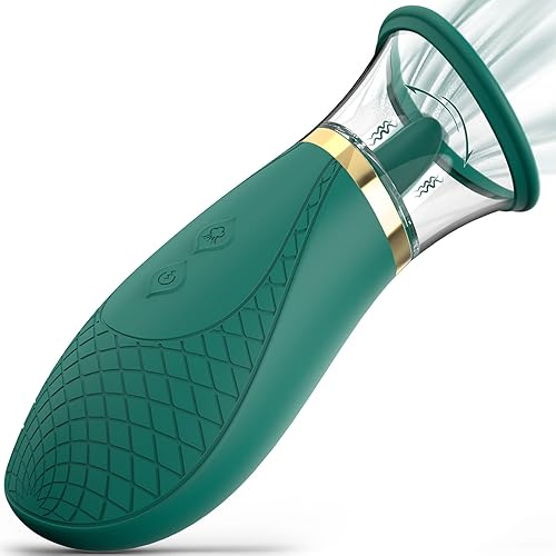 Jesbenna Clitoral Sucking Vibrator Sex Toys, 3 Sucking 9 Licking Modes Nipples Clit Sucker for Quick Orgasm, Tongue Vibrators Adult Toys for Women Couples, Green (S337) - Green