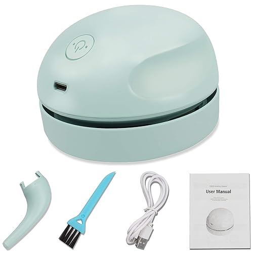 Desktop Vacuum Cleaner USB Charging with Vacuum Nozzle Cleaning Brush, Detachable Design & Portable Mini Table Dust Vaccum Cleaner, Clean Dust, Crumbs, Piano, Computer, Car Etc(Light Green) - Green