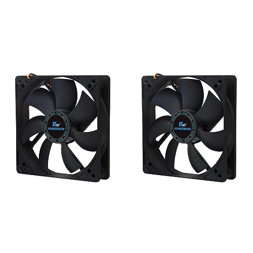 Kingwin 120mm Silent Fan for Computer Cases, Mining Rig, CPU Coolers, Computer Cooling Fan, Long Life Bearing, and Provide Excellent Ventilation Black CF-012LB (Pack of 2) - 1 Count (Pack of 2) - 120 MM