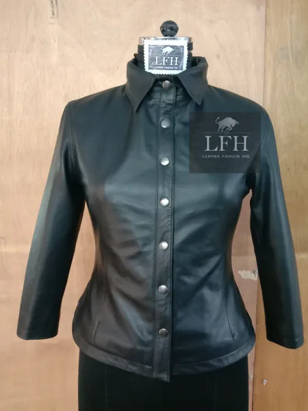 100% Genuine High Quality Soft Lambskin Leather Shirt