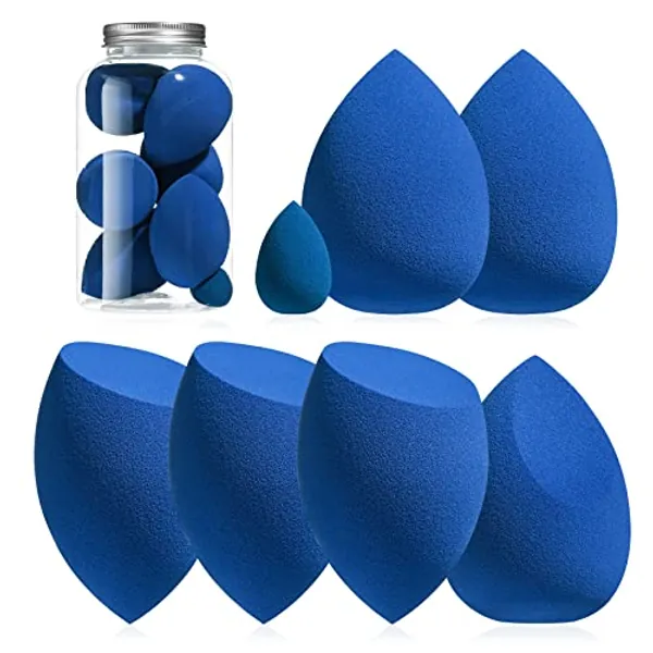 Makeup Sponge Set BS-MALL 6 Pcs blender sponge for Liquid, Cream, and Powder, Multi-colored Makeup Sponges (G-Darkblue)