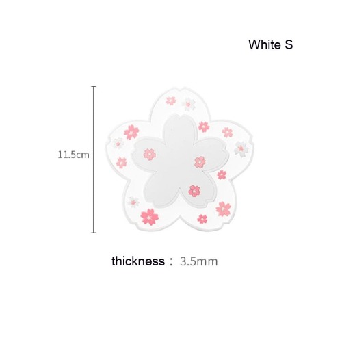 Kawaii Sakura Coffee Coaster - Silicone/Pink/White - White S