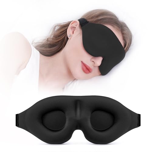YIVIEW Sleep Mask for Side Sleeper, 100% Light Blocking 3D Sleeping Eye Mask, Soft Breathable Eye Cover for Women Men, Relaxing Zero Pressure Night Blindfold - Black