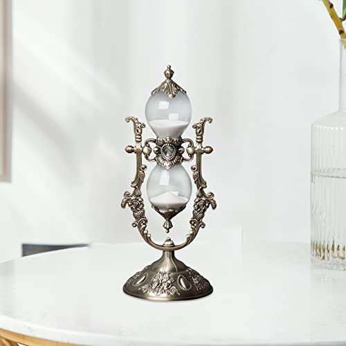 Hourglass Timer,Rotatable Vintage Hour Glass with Sand,15 Minute Sand Timer,Metal Sand Hourglass，Suitable for Gifts, Home,Desk,Games,Study,Office Decoration - A