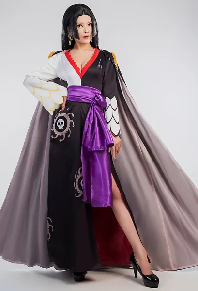 OP Boa Pirate Empress Cosplay Costume Women Sexy Kimono Dress and Obi with Ear Clip and Cape
