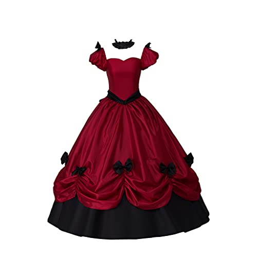 Gothic Southern Belle Victorian Dress Marie Antoinette Wedding Dress Ball Gown Rococo Masquerade Prom Dress - Medium - Red