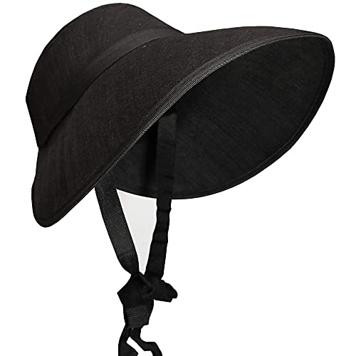 Skeleteen Vintage Old Fashioned Bonnet - Black Colonial Pioneer Prairie Felt Sun Hat Costume Bonnets for Women and Children