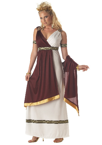 Roman Empress Costume - White/Burgundy