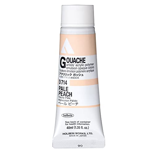 Holbein Acrylic Gouache Artists Acrylic Polymer Emulsion, 40ml Pale Peach (D714A)