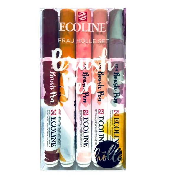 Ecoline Frau Hölle Lot de 5 stylos pinceaux de couleurs