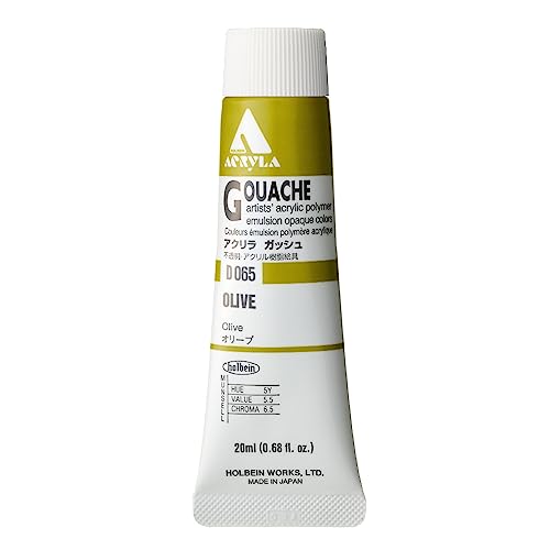 Holbein Acryla Gouache Artists Acrylic Polymer Emulsion, 20ml Olive (D065)