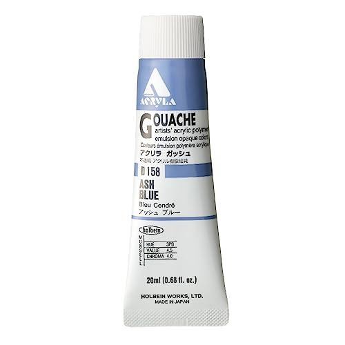 Holbein Acryla Gouache Artists Acrylic Polymer Emulsion, 20ml Ash Blue (D158)